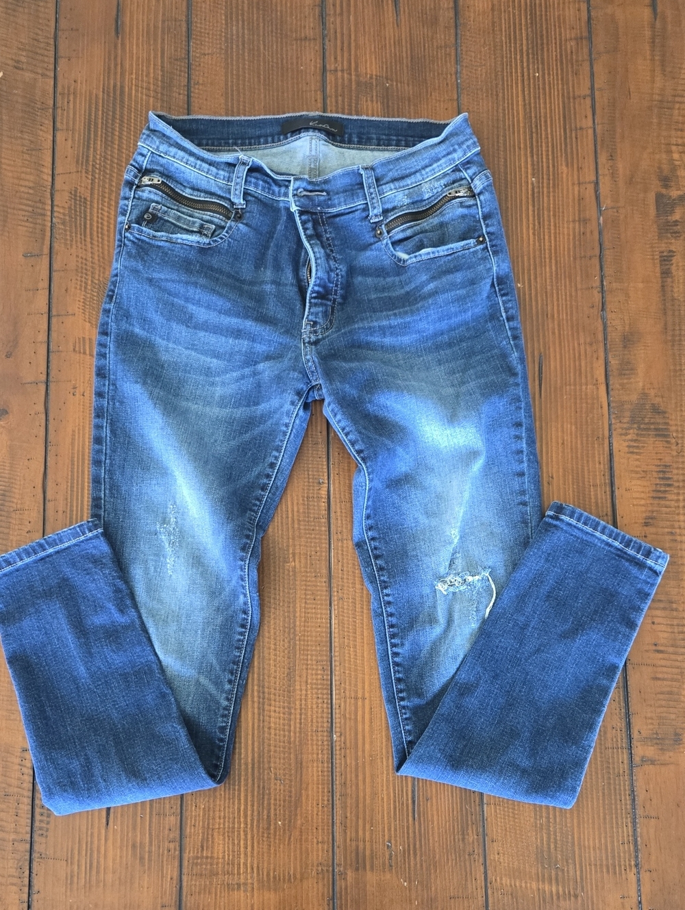 KanCan Women's Skinny Distressed Medium Blue Jeans